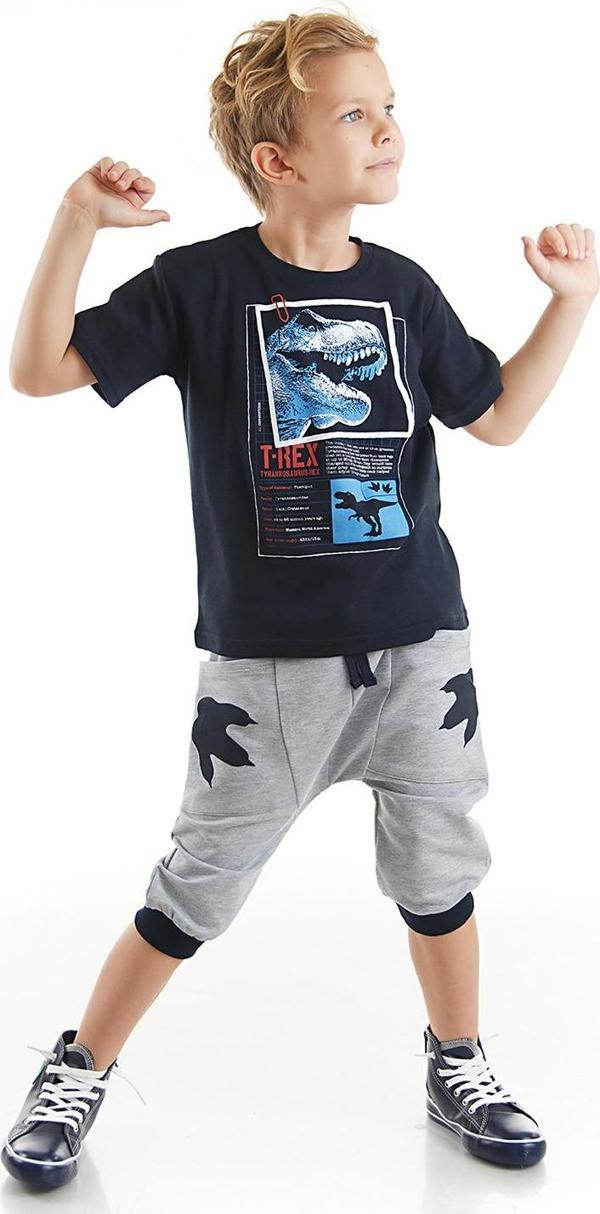 T-rex Info Erkek Çocuk T-shirt Kapri Şort Takım - Image 1