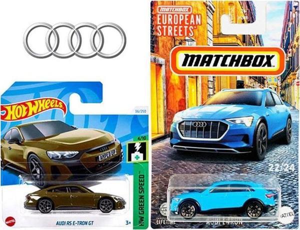 2 Araç Audi Set - Hot Wheels e-tron Gt & Matchbox  e-tron (1/64) - Image 1
