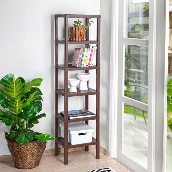 Mithra Life 6 Katlı Plastik Kahverengi Banyo Mutfak Rafı MIT1048 - Image 1