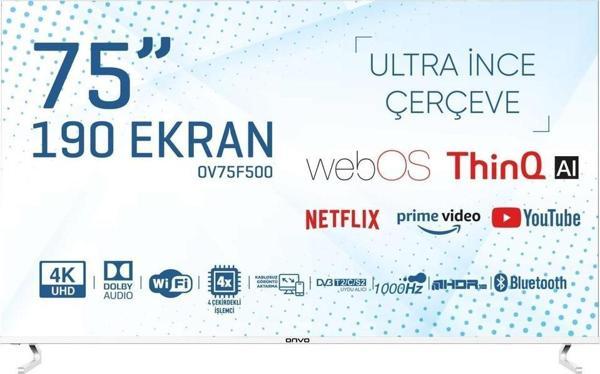 Onvo OV75F500 4K Ultra HD 75" 190 Ekran Uydu Alıcılı webOS Smart LED TV - Image 1