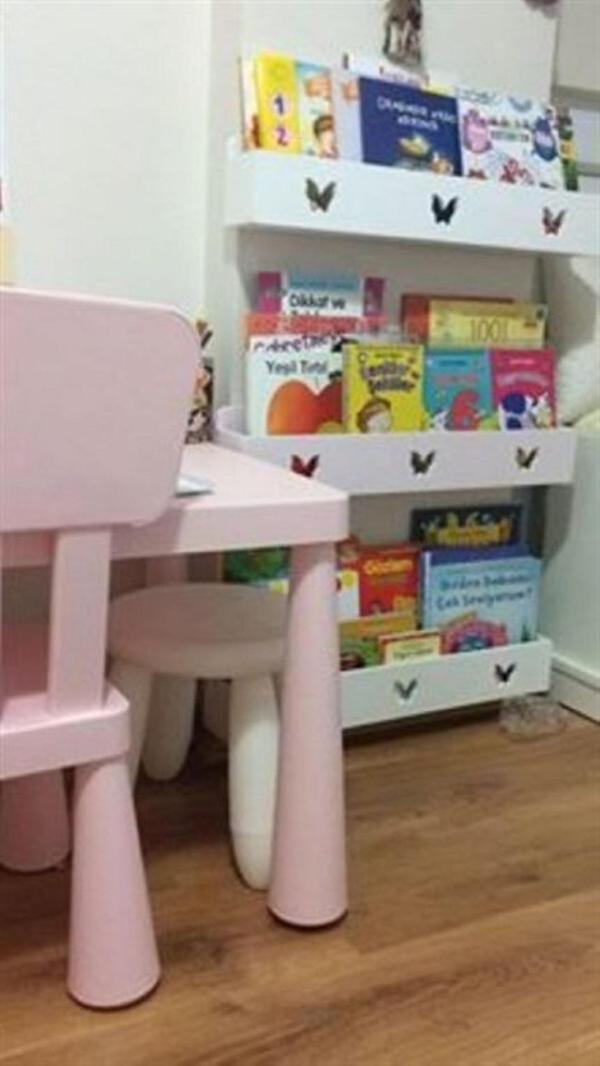 Kelebekli Lana Çocuk Odası Montessori Rafı - Image 1