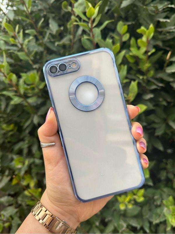 İphone 7 Plus ve 8 Plus İle Uyumlu Şeffaf Logo Açık Kenarları Parlak Lüx Omega Kılıf - Image 1