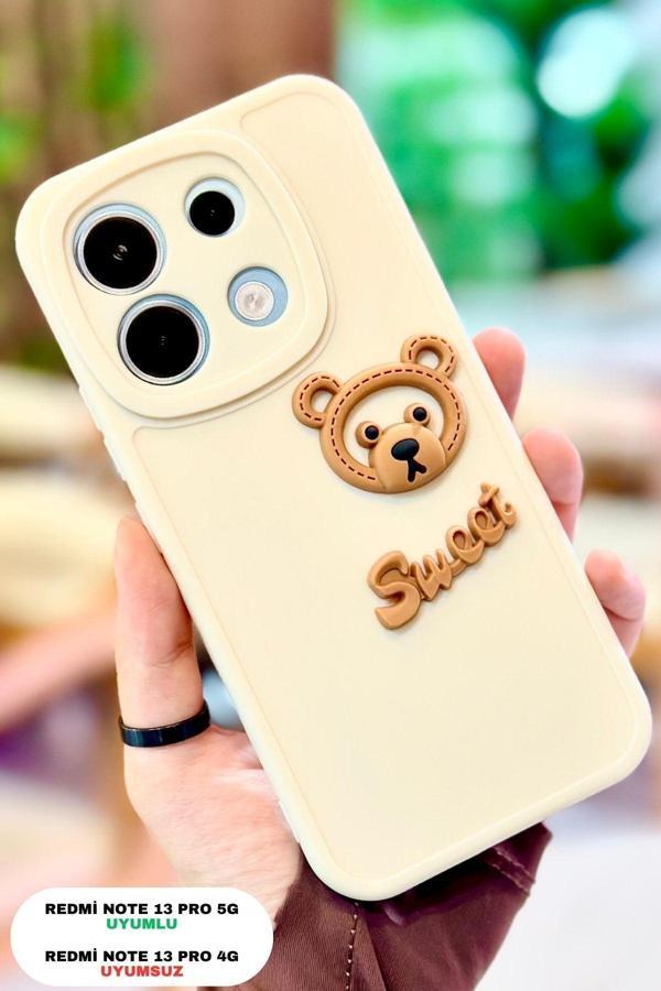Redmi Note 13 Pro 5G Ayıcık Desenli Sevimli 3 Boyutlu Tatlı Şirin Silikon Shape Kılıf - Image 1