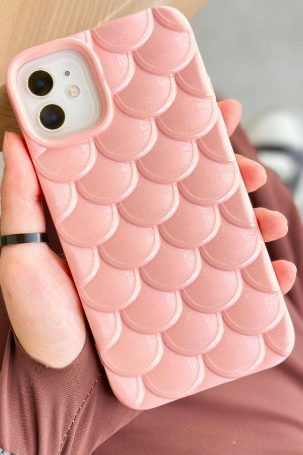 iPhone 11 Balık Sırtı Desenli Parlak İşlemeli 3 Boyutlu Kamera Çıkıntılı Kaliteli Fish Kılıf - Image 1