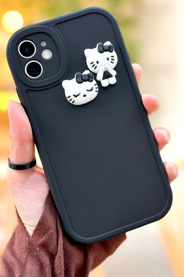 iPhone 11 Ayıcık Desenli Sevimli 3 Boyutlu Tatlı Şirin Kamera Korumalı Silikon Shape Kılıf - Image 1