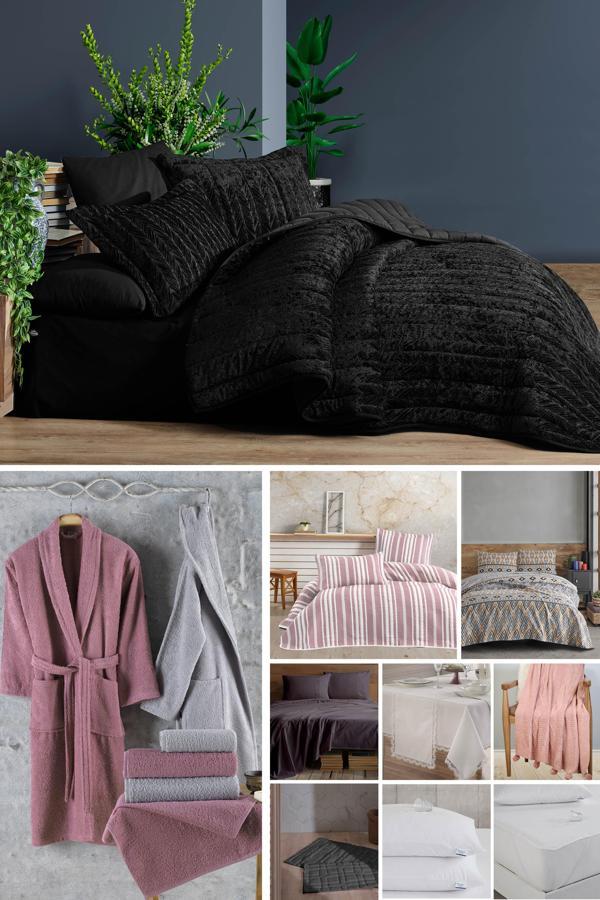 ELART Çeyiz Paketi 48 Parça Kadife Comfort Royal Antrasit - Image 1