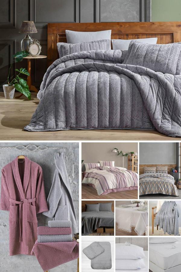 ELART Çeyiz Paketi 48 Parça Kadife Comfort Royal Gümüş - Image 1