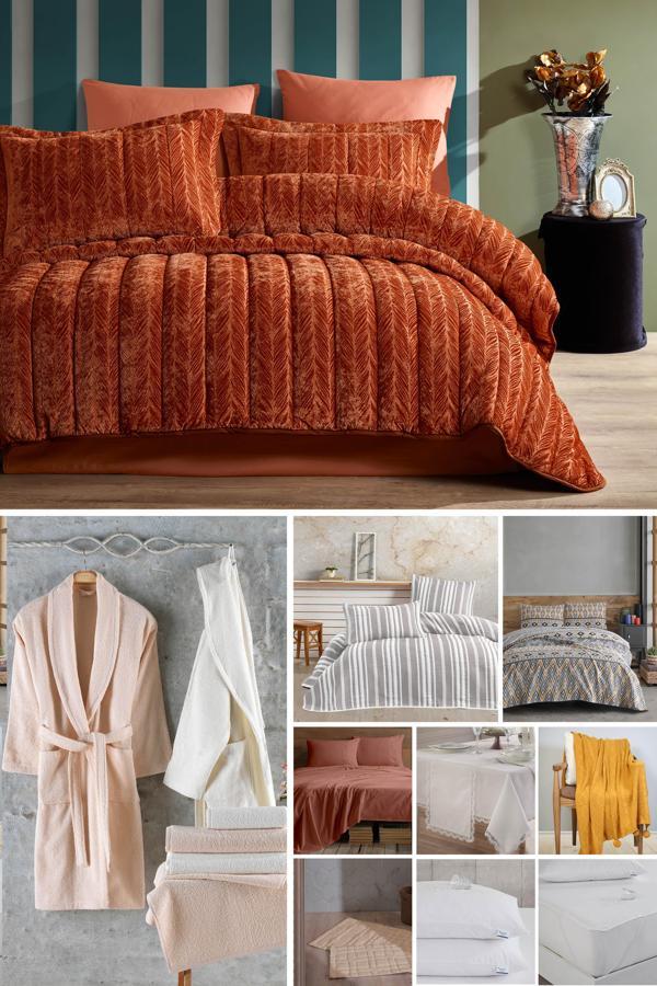 ELART Çeyiz Paketi 48 Parça Kadife Comfort Royal Tarçın - Image 1