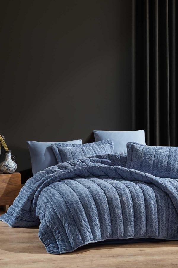 ELART Comfort yeni nesil uykuseti - 3 parça Velvet Mavi (230x220cm) - Image 1
