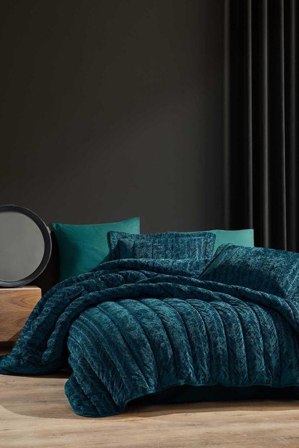 ELART Comfort yeni nesil uykuseti - 3 parça Velvet Zümrüt Yeşili (230x220cm) - Image 1