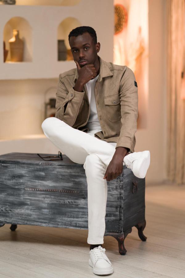 Advante Regular Fit Likralı Çift Cepli Pamuklu Astarsız Süet Gömlek - Image 1