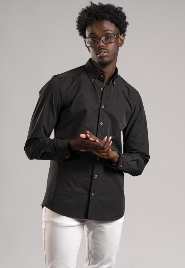 Dorss Yaka Düğmeli Gofre İnce Fitilli Pamuklu Yazlık Slimfit Gömlek - Image 1