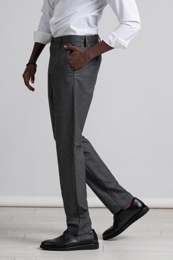 Perpant Armürlü Bitik Desenli Regular Fit Kışlık Kumaş Pantolon - Image 1