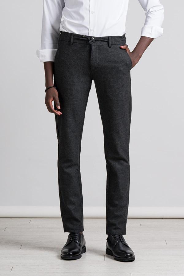 Perpant Slimfit Bitik Kareli Beli Lastikli Ve İplikli Kışlık Kumaş Jogger Pantolon - Image 1