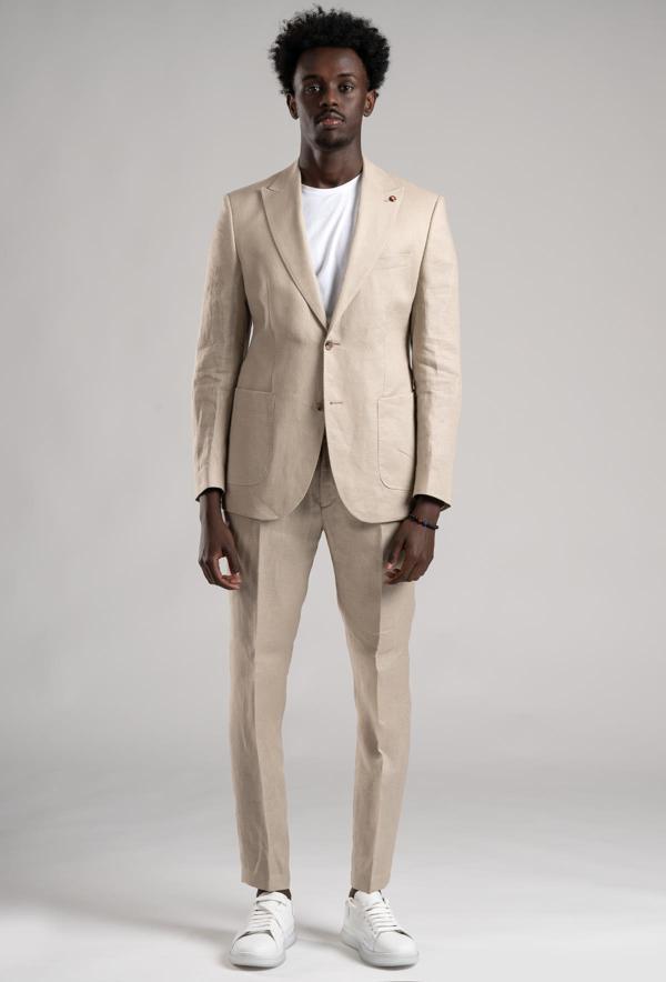 SİR Regular Fit Yarım Astarlı %100 Linen (Keten) Kumaş Takım Elbise - Image 1