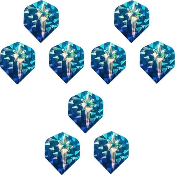 Dartsan 9 Adet(3 Takım) Dart Flight Standart Parlak Hologram Mavi-Beyaz Flayt. - Image 1