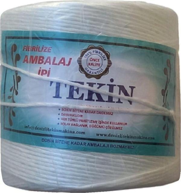 Tekin 2 Kg. Beyaz Renk Naylon Plastik Fibrilize Ambalaj Ipi. 2000Gr - Image 1