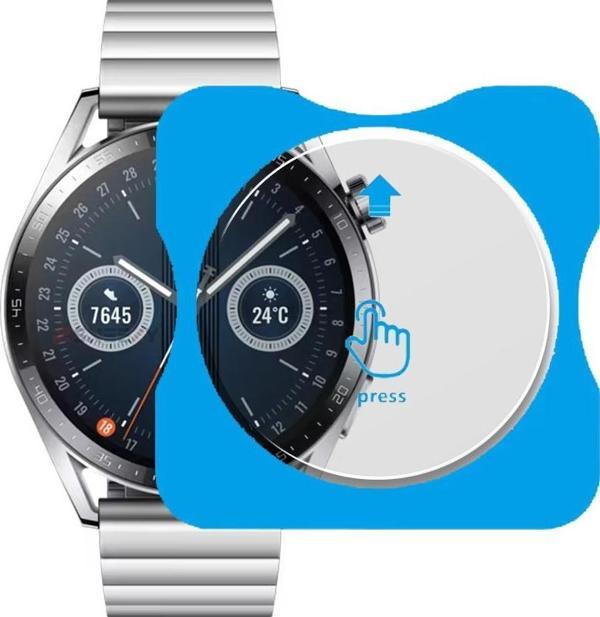 Sneezy Huawei Watch GT3 46mm Uyumlu Kolay Takılabilir Takma Aparatlı Temperli Cam Ekran Koruyucu - Image 1