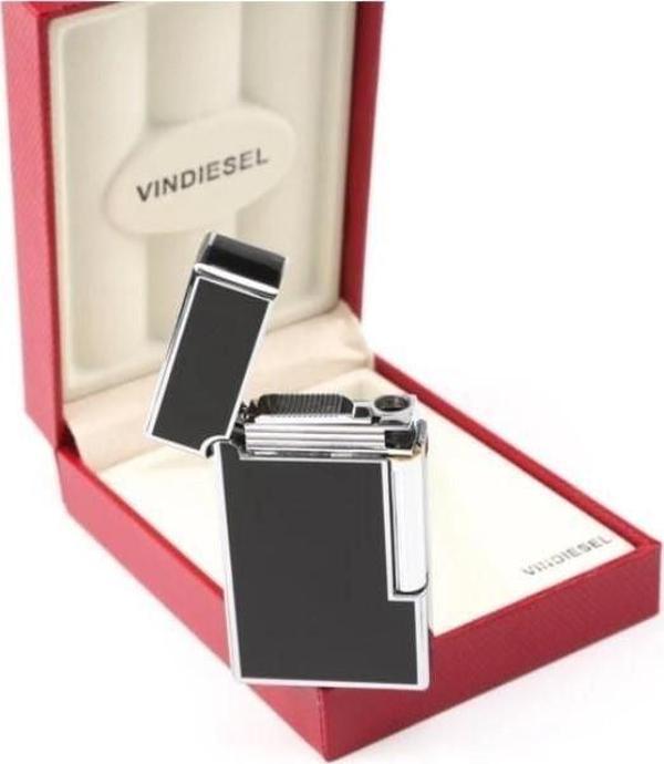Vindiesel Dupont Tarz Tek Torch Puro Çakmağı Siyah-Krom - Image 1
