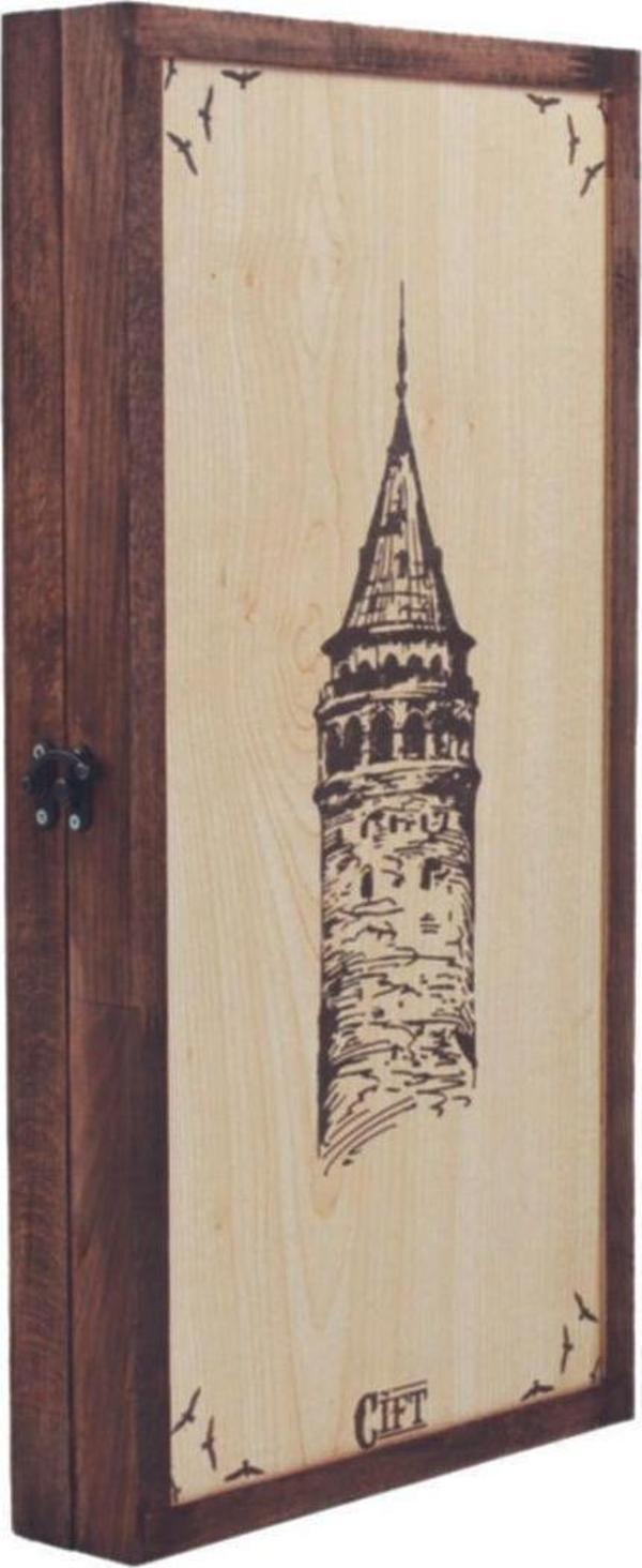 Simya Oyun Aletleri Simya Tavla Galata Kulesi (Maun) - Image 1