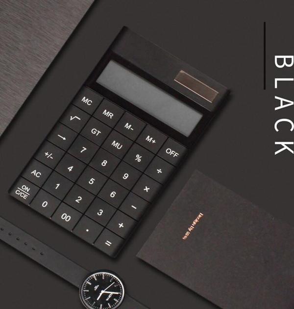 Valkyrie 12 Basamaklı Güneş Enerjili Masaüstü Hesap Makinesi Slim Tasarım Siyah - Image 1