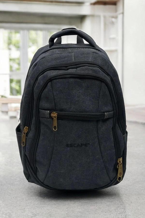 Antrasit Kanvas Kumaş 15,6 inç Laptop -Okul Sırt Çantası - Image 1