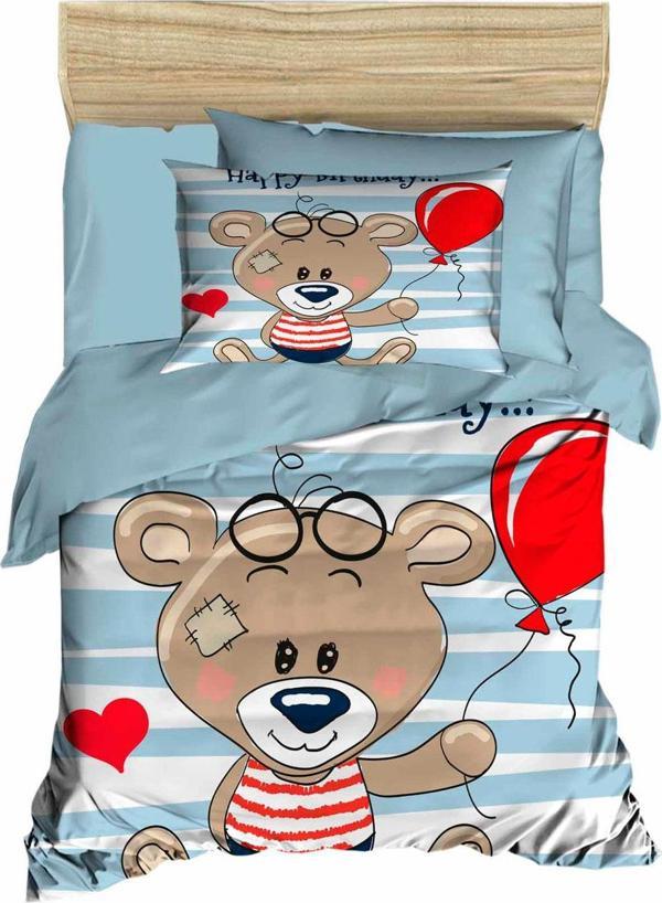 Yenidoğan Erkek Bebek Nevresim Takımı 3D Pamuklu Bear Baloon - Image 1