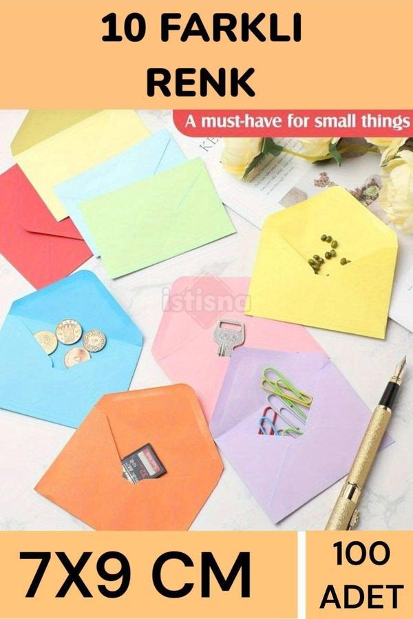 100 Adet 7x9 Cm Kaliteli Canlı Renkli Doğum Günü Için Sevimli Mini Kart Davetiye Zarfları - Image 1