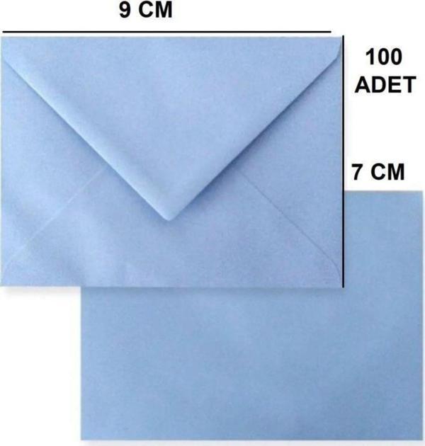 100 Adet Açık Mavi Renkli Küçük Zarf 7x9 - Image 1