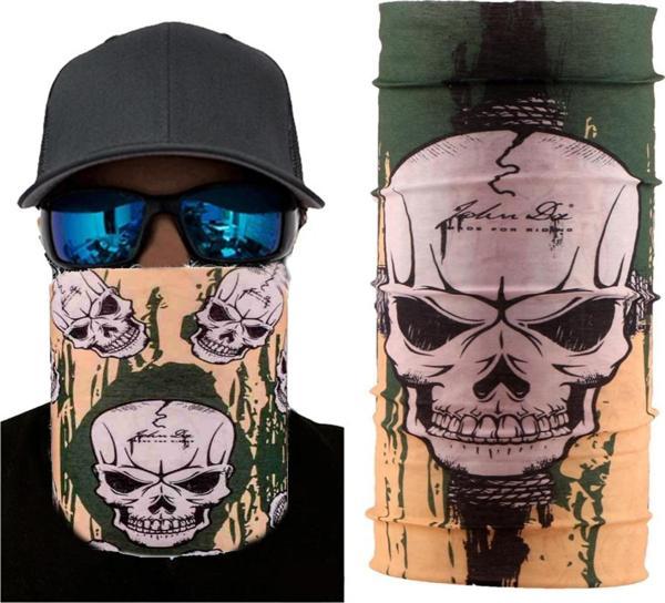Haki Yeşil Renk Üzeri Likralı Kuru Kafa Kafatası Baskılı Baf Buff Bandana 25x48 cm - Image 1