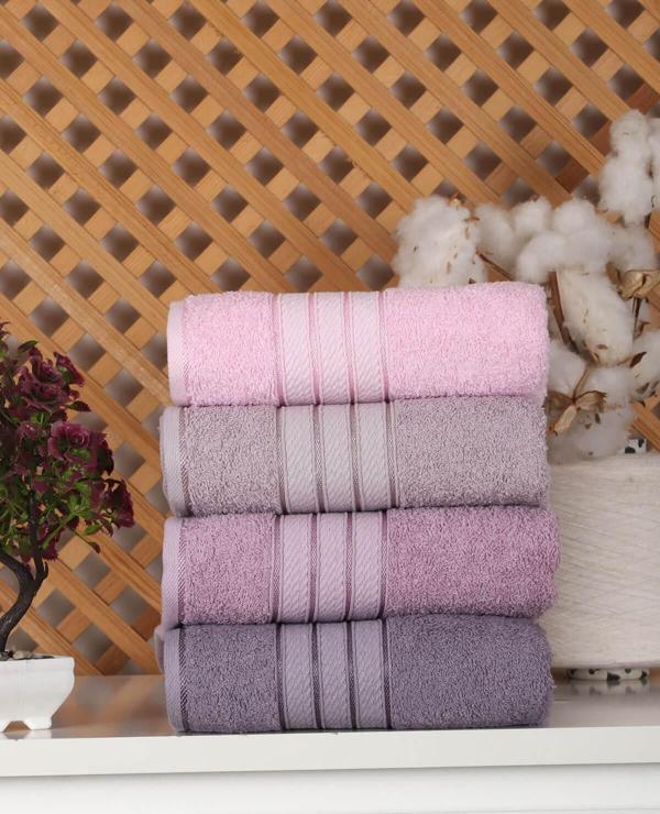 4 lü El Yüz Havlu Seti %100 Pamuk 50x90 Cm Assos Renkli - Image 1