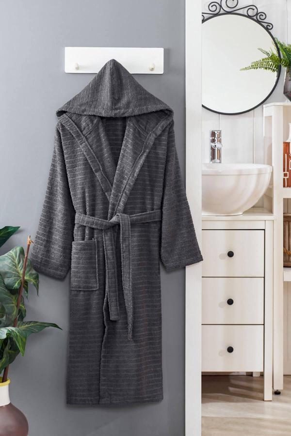 Kapüşonlu Unisex Banyo Bornozu %100 Soft Pamuklu - Image 1