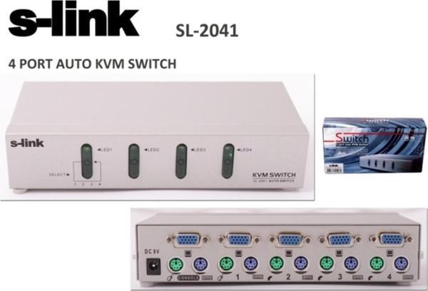 S-link SL-2041 4pc-1mn vga+ps-2 Otomatik Kvm Switch - Image 1