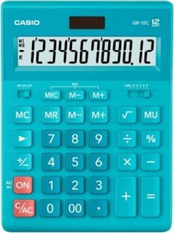 Casio GR-12C-LB 12 Hane Mavi Masa Üstü Hesap Makinesi - Image 1