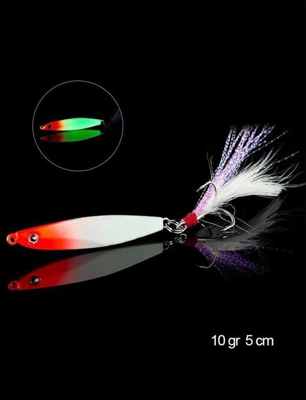 Glowlu Jig Yem 10Gr 5cm Lrf Yem Lüfer Levrek Sarıkanat Yapay Yem Suni yem Tüylü Kanca jig Yem - Image 1