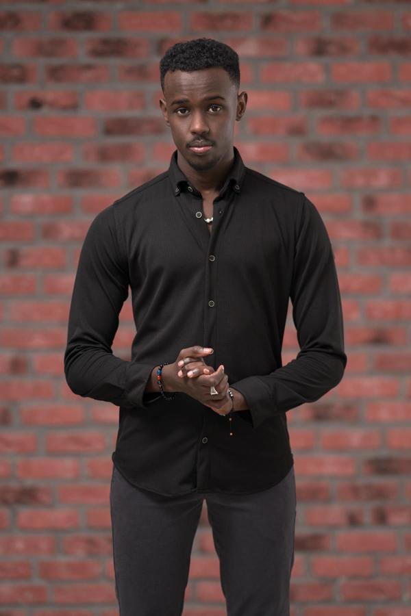 Advante İnce Fitilli Full Likralı Yaka Düğmeli Mevsimlik Slimfit Gömlek - Image 1