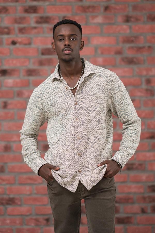 Brenzo Yarı Oversize (Hafif Bol) Desenli Oduncu Gömlek - Image 1