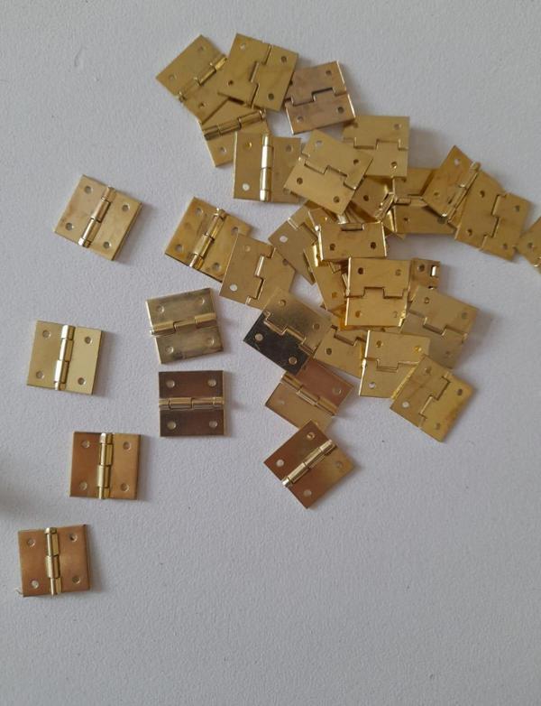 4 Adet 15x15 mm Tavla Menteşe Sarı Kutu ve Sandık Menteşesi Hobi Maket - Image 1