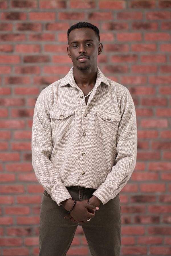 Modtime Oversize (Bol Kesim) Balıksırtı Desenli Çift Cepli Oduncu Gömlek - Image 1