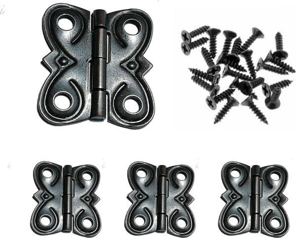 4 Adet Eko Menteşe Oksit Ve Vidaları 20x18 mm Kutu ve Sandık Menteşesi Hobi Maket - Image 1