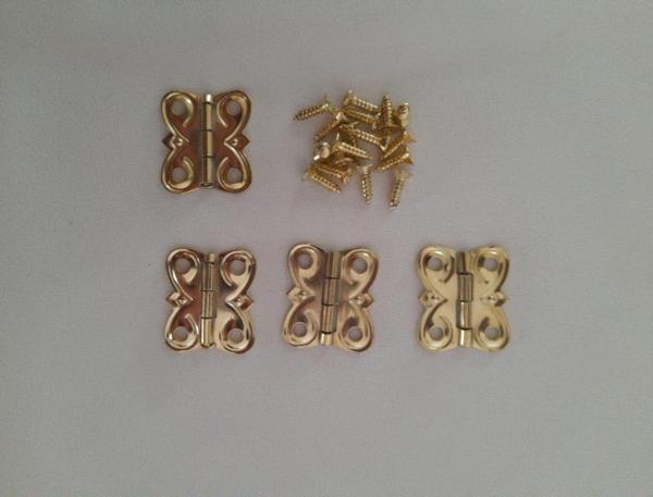 4 Adet Eko Menteşe Sarı ve Vidaları 20x18 mm Kutu ve Sandık Menteşesi Hobi Maket - Image 1