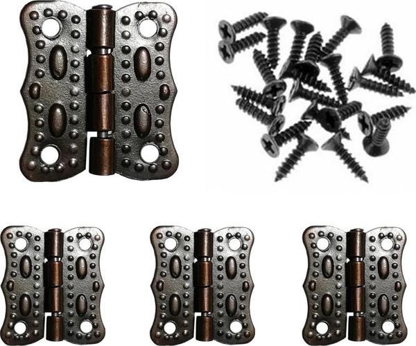 4 ADET OKSİT PAPATYA MENTEŞE VE VİDALARI 20X20 MM KUTU VE SANDIK MENTEŞESİ HOBİ MAKET - Image 1