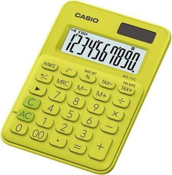 Casio MS-7UC-YG 10 Hane Limon Sarı Masa Üstü Hesap Makinesi - Image 1