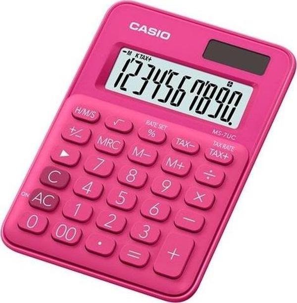 Casio MS-7UC-RD 10 Hane Pembe Masa Üstü Hesap Makinesi - Image 1