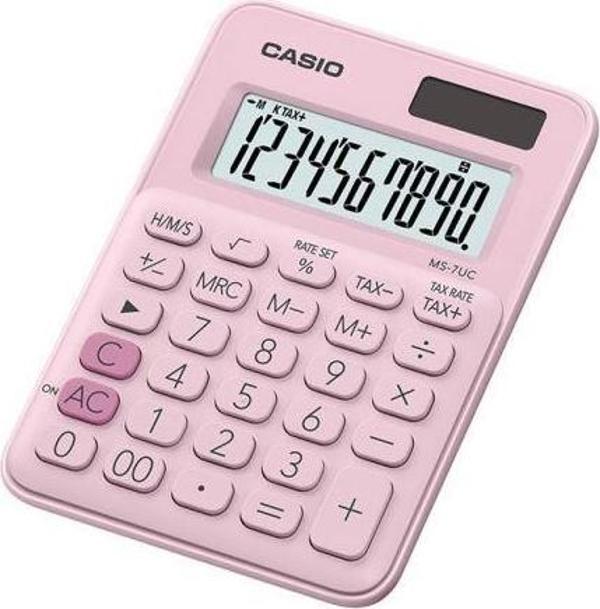 Casio MS-7UC-PK 10 Hane Açık Pembe Masa Üstü Hesap Makinesi - Image 1