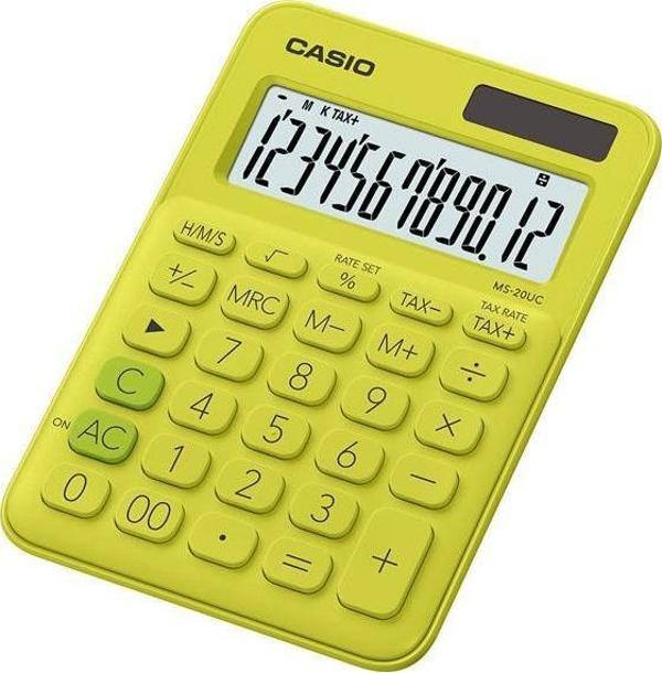 Casio MS-20UC-YG 12 Hane Sarı Masa Üstü Hesap Makinesi - Image 1
