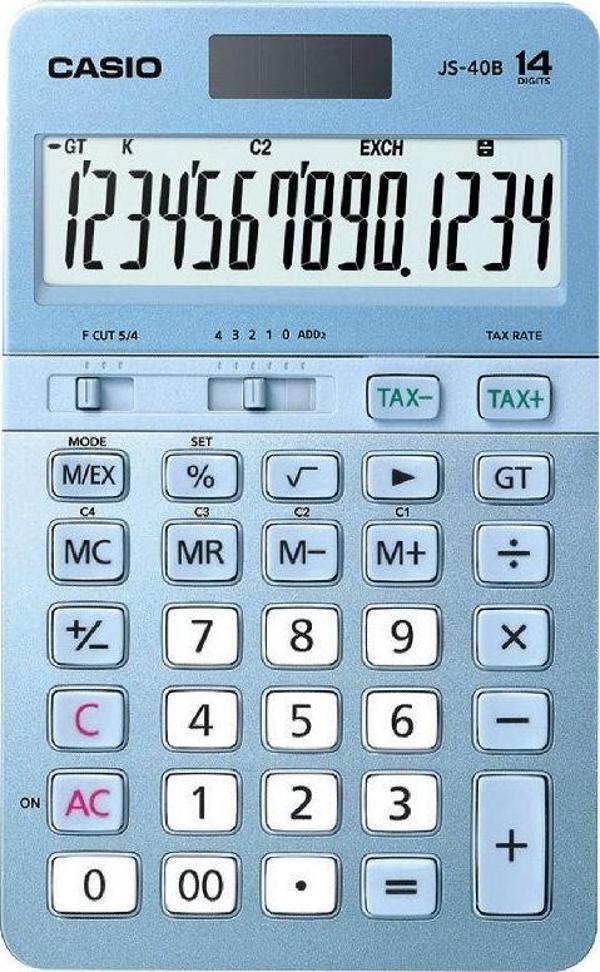 Casio JS-40B-BU Mavi Profesyonel 14 Hane Masa Üstü Hesap Makinesi - Image 1