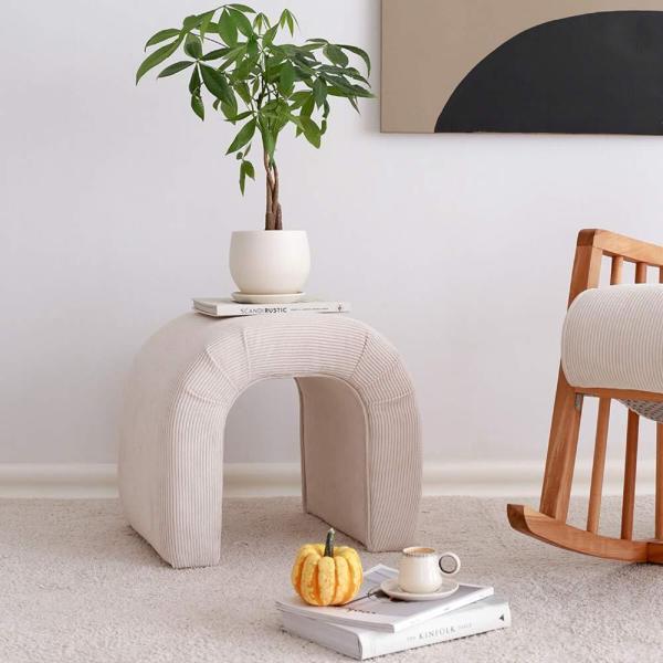 Nina Dekoratif Puf - Beyaz 51x46x45 cm - Image 1