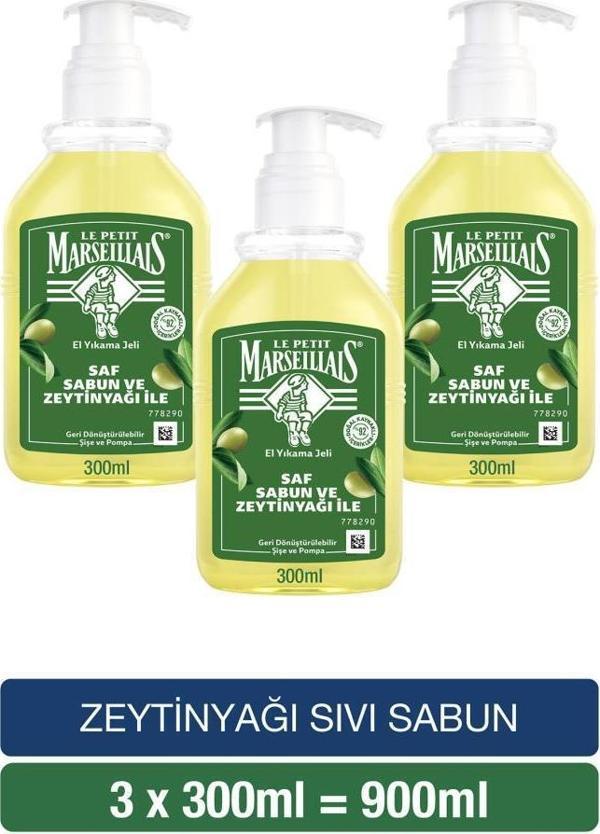 Le Petit Marseillais Sıvı Sabun Zeytinyağı 300 ml x3 - Image 1