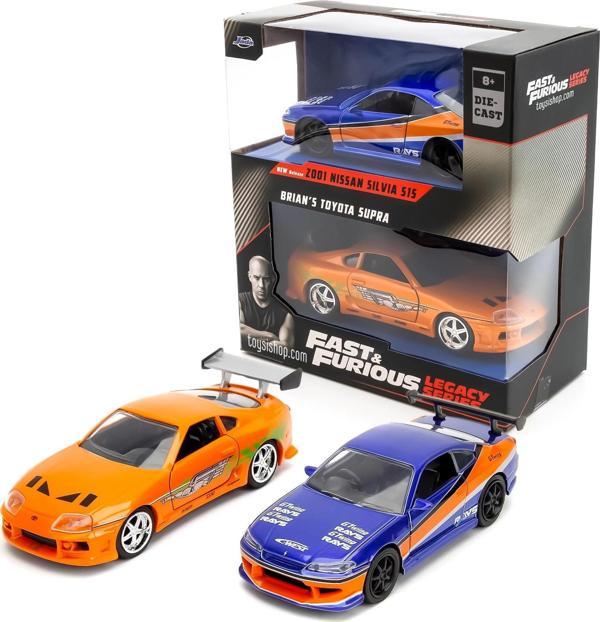 Jada F&F Legacy Series - 2001 Nissan Silvia & Brian's Toyota Supra 1/32 İkili Araba Seti - Image 1